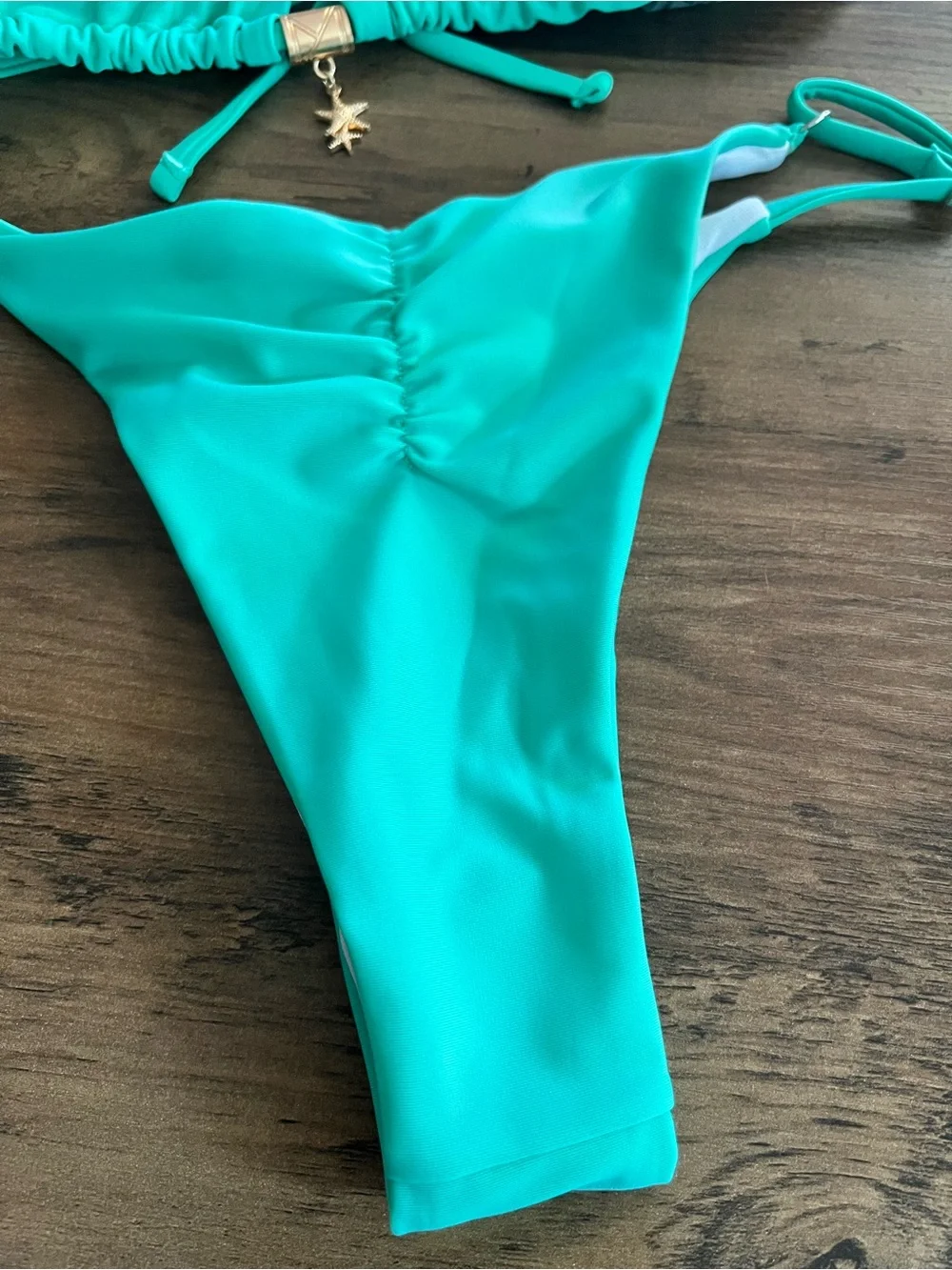Turquoise Green Triangle Halter Thong Bikini Set